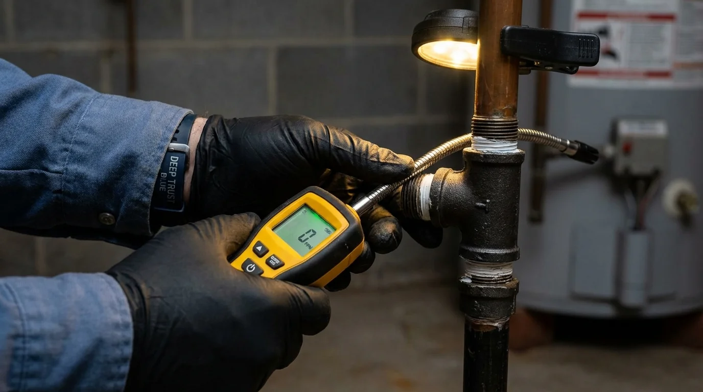 Gas leak detection with electronic sniffer by Johns Plumbing LLC in Orangeville