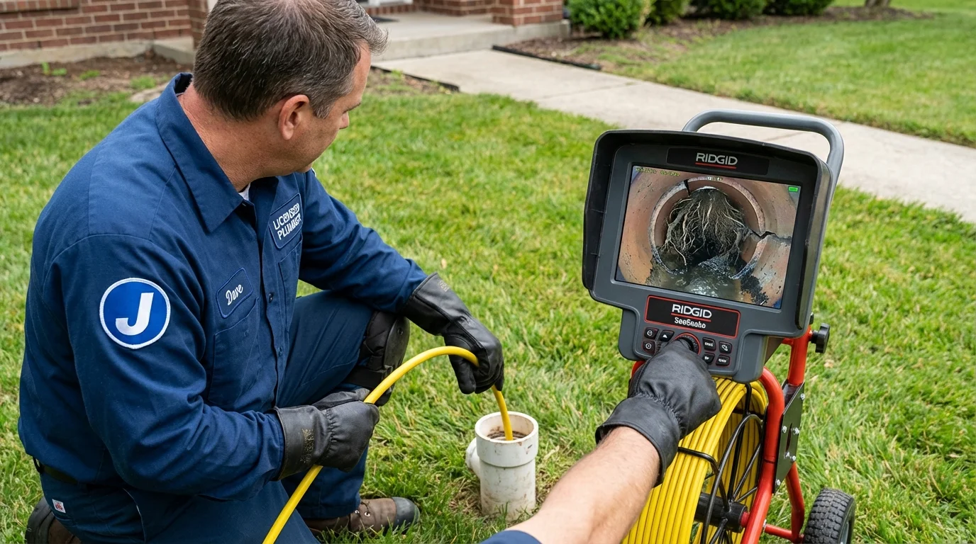 Sewer camera inspection being performed by Johns Plumbing LLC in Orangeville