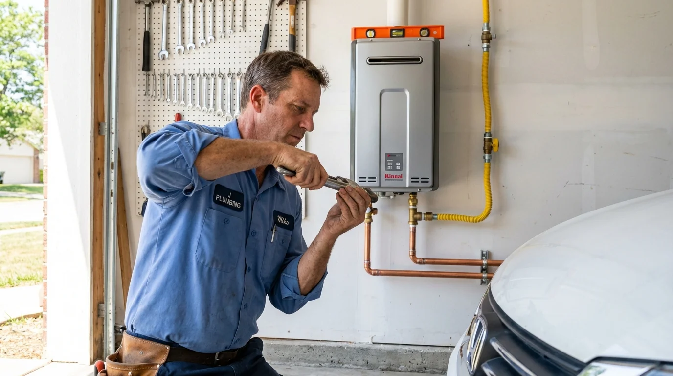 Tankless water heater installation by a Johns Plumbing LLC plumber in Orangeville